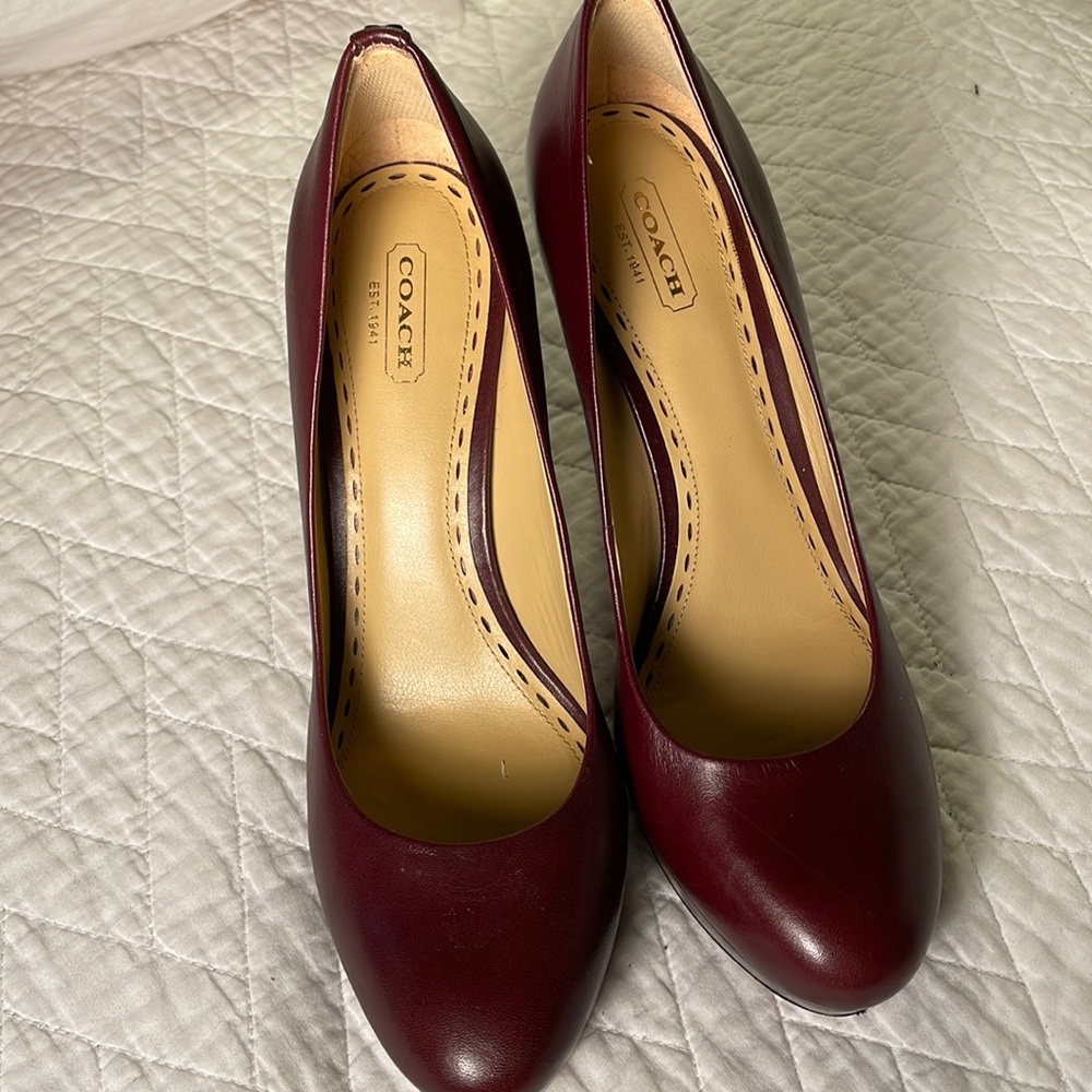 Coach Ladies 9.5 M Tonianne Smooth Leather platform pump in Bordeaux